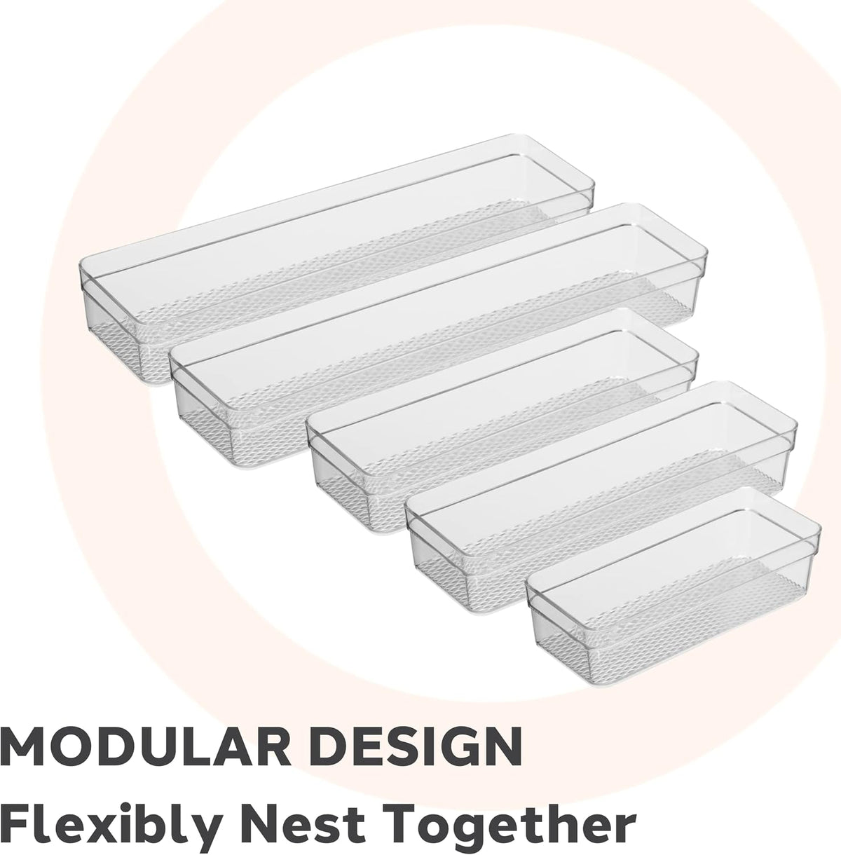 Oggi Clear Drawer Organizer - 3" X 12.5" - Ideal for Organizing Kitchen Drawers, Office, Desk, Silverware, Kitchen Utensils, Cosmetics and Bathrooms