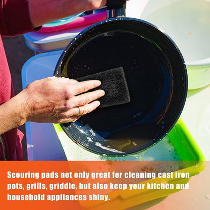 HaSteeL Griddle Cleaning Kit, 7PCS Flat Top Grilling Cleaner Tools Set, Metal Dough Scraper, Cleaning Brush with Handle, Scouring Pads for BBQ Cast Iron Kitchen Cookware Stovetops Hot & Cold Surfaces