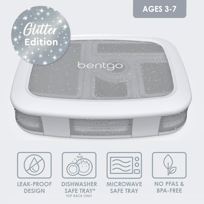 Bentgo Kids Bento-Style 5-Compartment Leak-Proof Lunch Box - Ideal Portion Sizes for Ages 3 to 7 - Durable, Drop-Proof, Dishwasher Safe, PFAS & BPA-Free & Made with Food-Safe Materials (Purple)