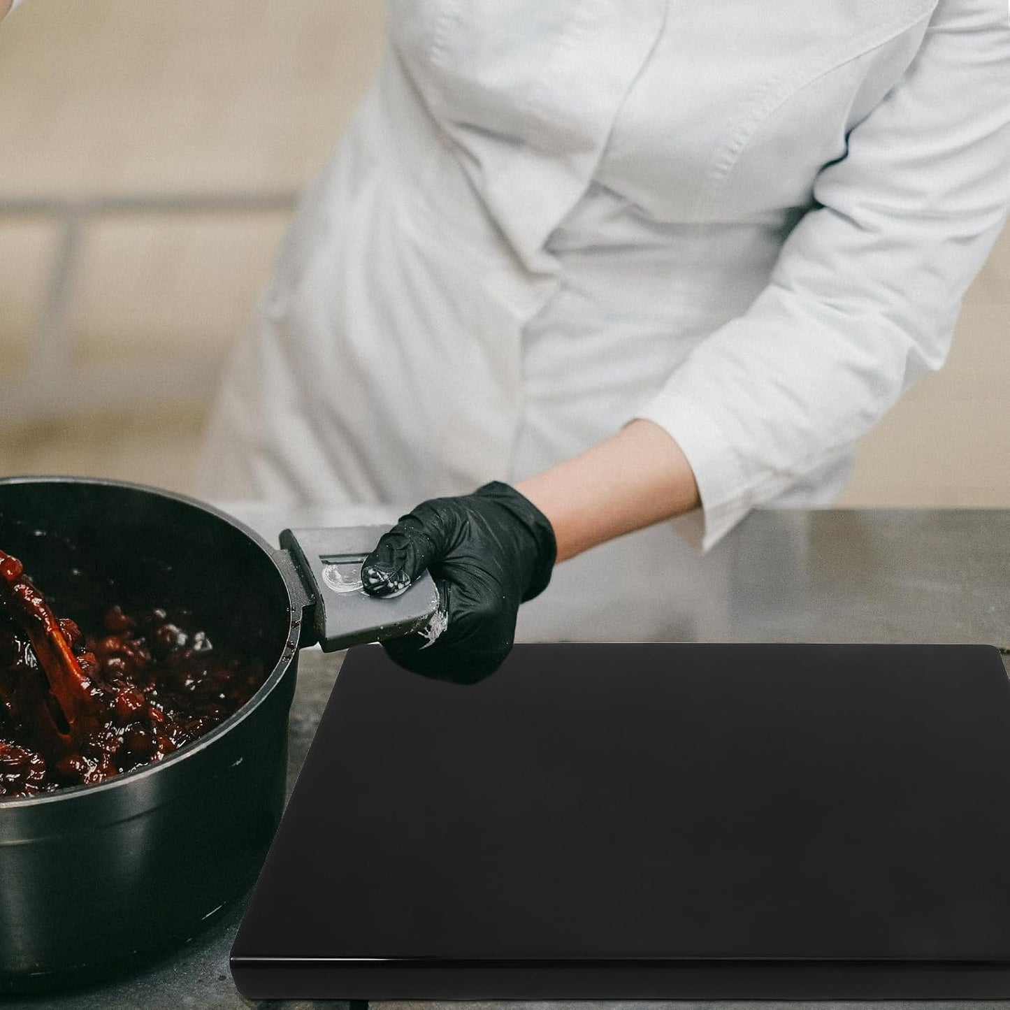 Alipis Acrylic Non-slip Cutting Board 43x28cm 3mm Black Kitchen Chopping Mat for Fruits Vegetables and Meat Food Preparation