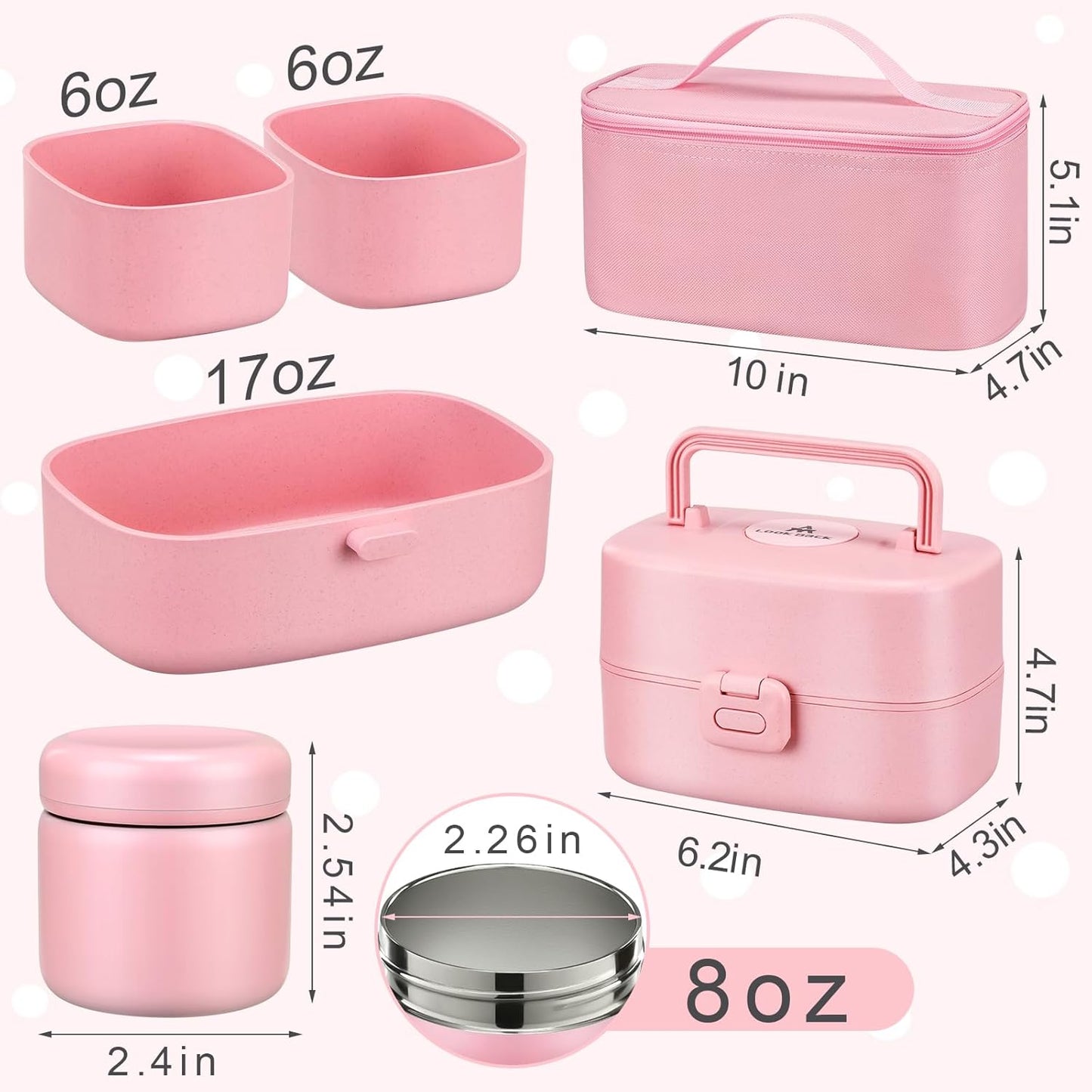 Bento Lunch Box for Kids with 8oz Soup Thermo,2 Leak-Proof Food Containers, a Lunch Bag, Kids Thermo Insulated Hot Food Jar for School, Travel-Green