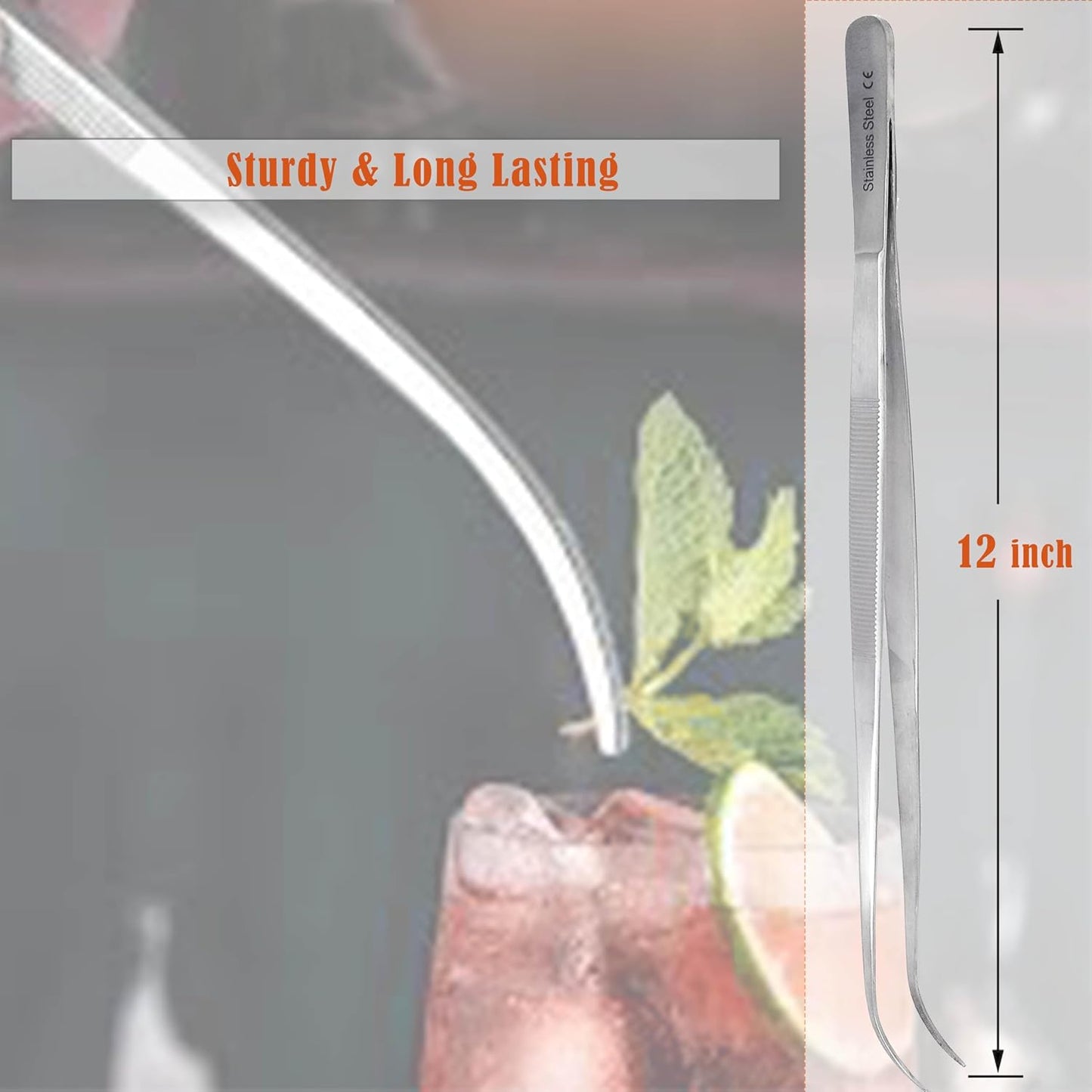 6 Inch Professional Culinary Stainless Steel Precision Tongs with Serrated Tips, Plating/Food Presentation Detailing Serving Tongs, Chef's Kitchen Tweezer Tongs - Ultra Non-Slip Grip