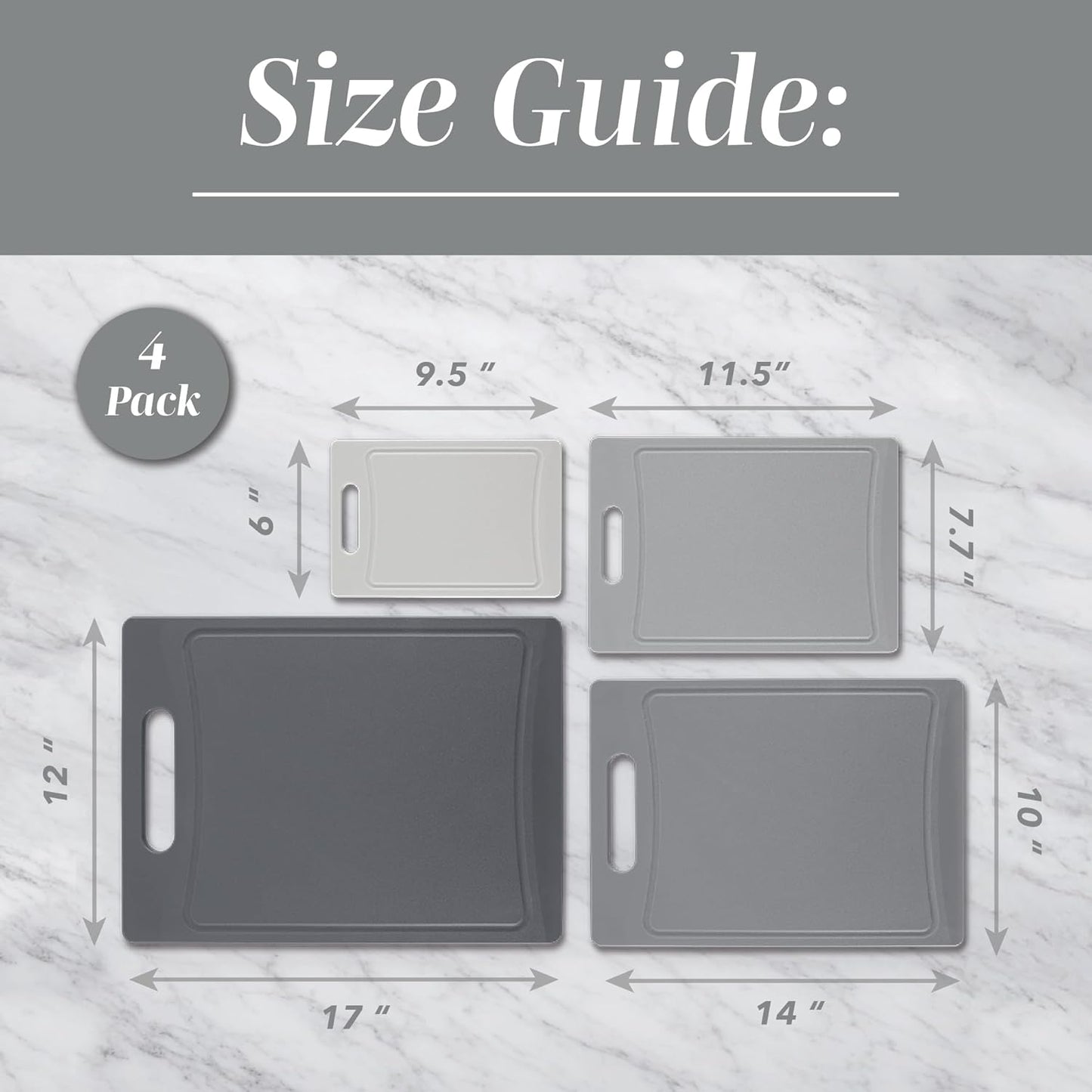 COOK WITH COLOR Non-Slip Cutting Board Set – Kitchen Essentials with Easy Grip Handle for Meat, Veggies, and Fruits, 3 Cutting Boards, Speckled White