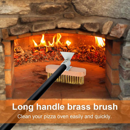 4 Piece Pizza Oven Kit Perforated Pizza Peel 12 Inch Pizza Turning Peel and Pizza Brush Ash Rake Wood Fired Commercial Oven Utensil for Home Restaurant