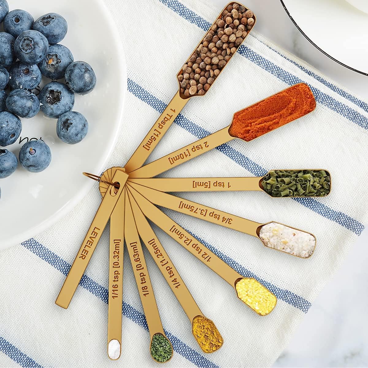 Wildone Measuring Cups & Spoons Set of 21 - Includes 7 Stainless Steel Nesting Cups, 8 Measuring Spoons, 1 Leveler & 5 Mini Measuring Spoons, Ideal for Dry and Liquid Ingredients