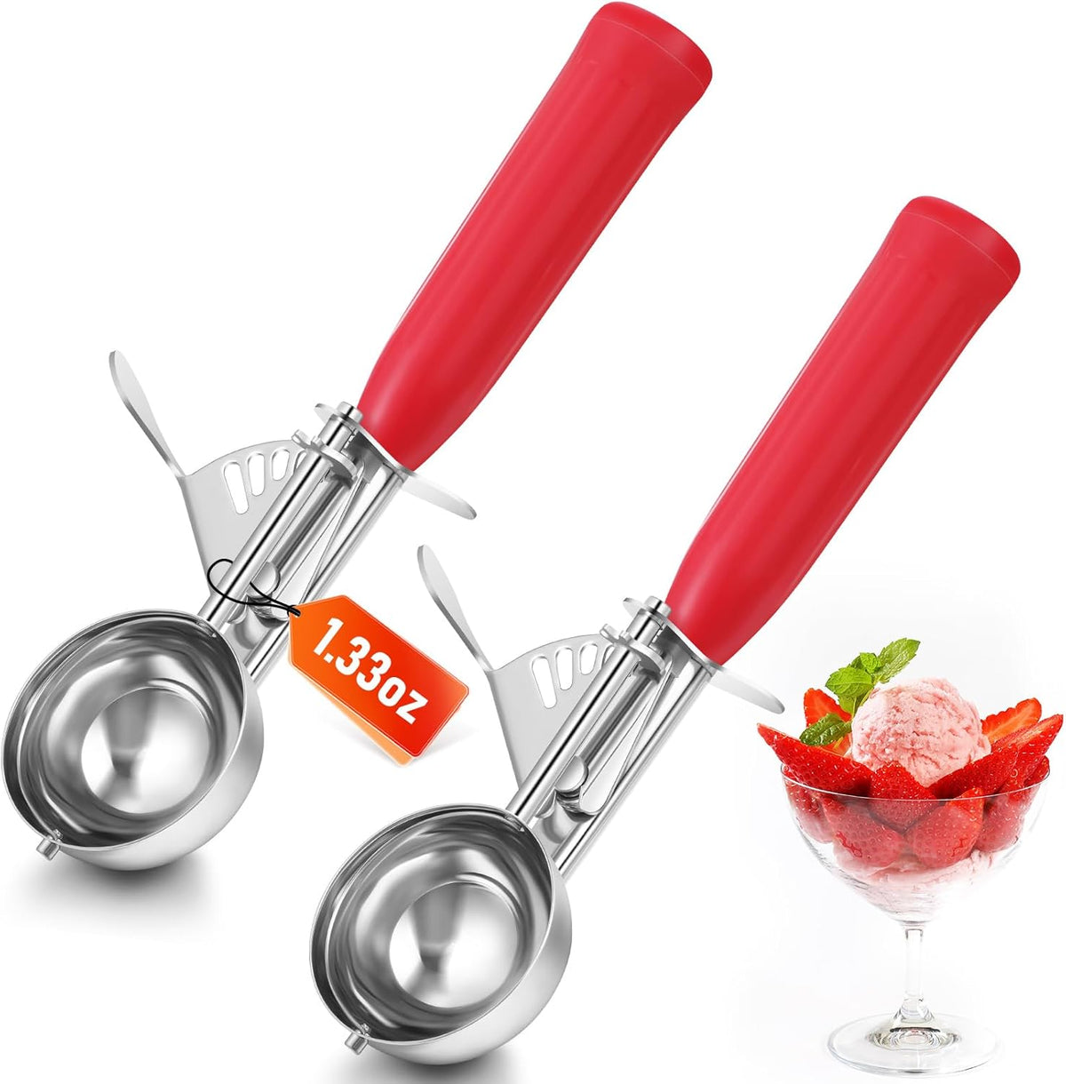 Reallnaive Ice Cream Scooper with Trigger, 4 oz, Gray