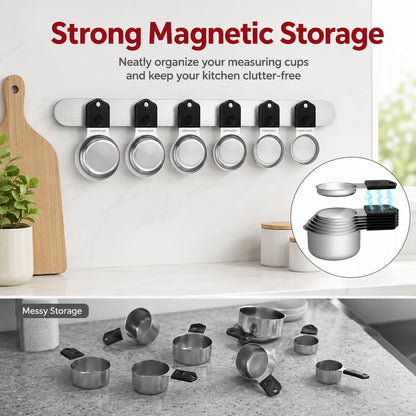 Magnetic Measuring Cups and Spoons Set304 Stainless Steel Dual Scale Set of 15, Strong N52 Magnetic Nesting Design with Leveler, for Dry&Liquid Ingredients, Dishwasher Safe(Colorful)