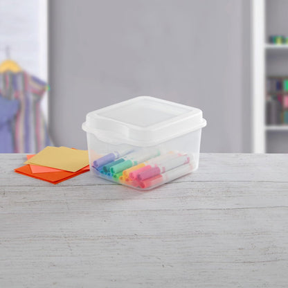 Sterilite 12-Pack FlipTop Stackable Rectangular Storage Bin with Hinging Lid, Clear