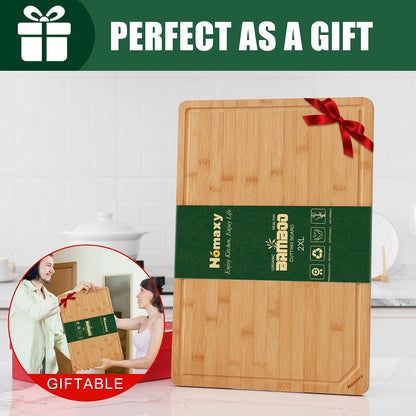 Homaxy Extra Large Bamboo Cutting Boards for Kitchen, 18x12.5" Wood XL Cutting Board with Juice Groove, Butcher Block Wooden Chopping Board for Kitchen, Meat, Cheese, Fruit & Vegetables - Pre Oiled