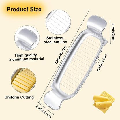 Butter Slicer Cutter & Cheese Cutter–Multi-Use Kitchen Tool for Evenly Slicing Butter Blocks, Cheeses, Eggs & Soft Fruits–Non-Stick，Compact & Portable for Home, BBQ, Camping（)