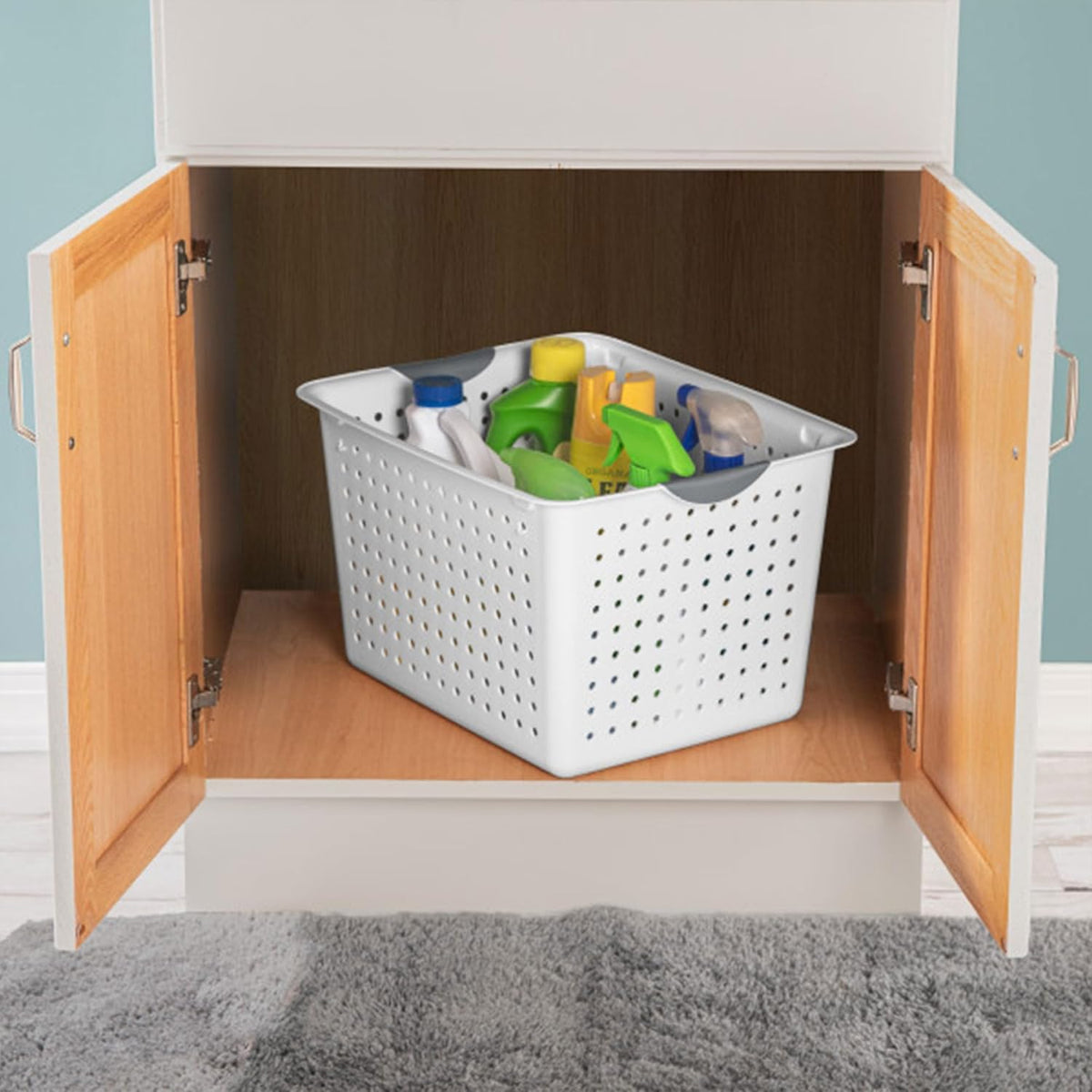 Sterilite 24-Pack Ultra Basket, Open Plastic Bins, Countertop, Cabinet and Closet Organizer, White, Deep