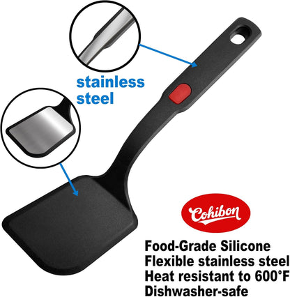 Heat Resistant Silicone Cooking Spatula and Spoon Set | BPA Free, For Nonstick Cookware, Large Cooking Utensils, For Serving, Mixing, Scraping, Dishwasher Safe