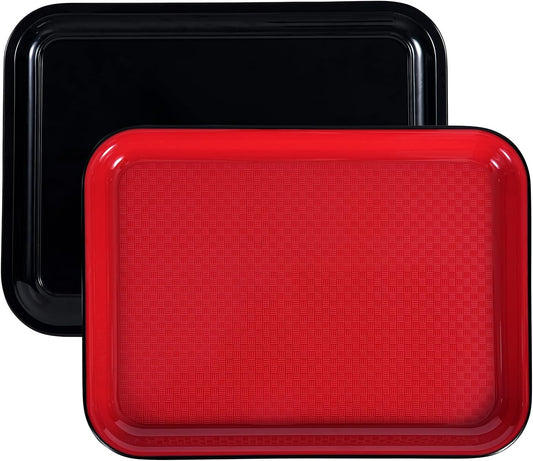 2pcs Melamine Serving Trays Set Two Tone 14.5" x 11" Large White Black Reusable Serving Platters for Cookie, Appetizer, Snack, Dessert, Party Food Display, Rectangular Party Trays and Platters