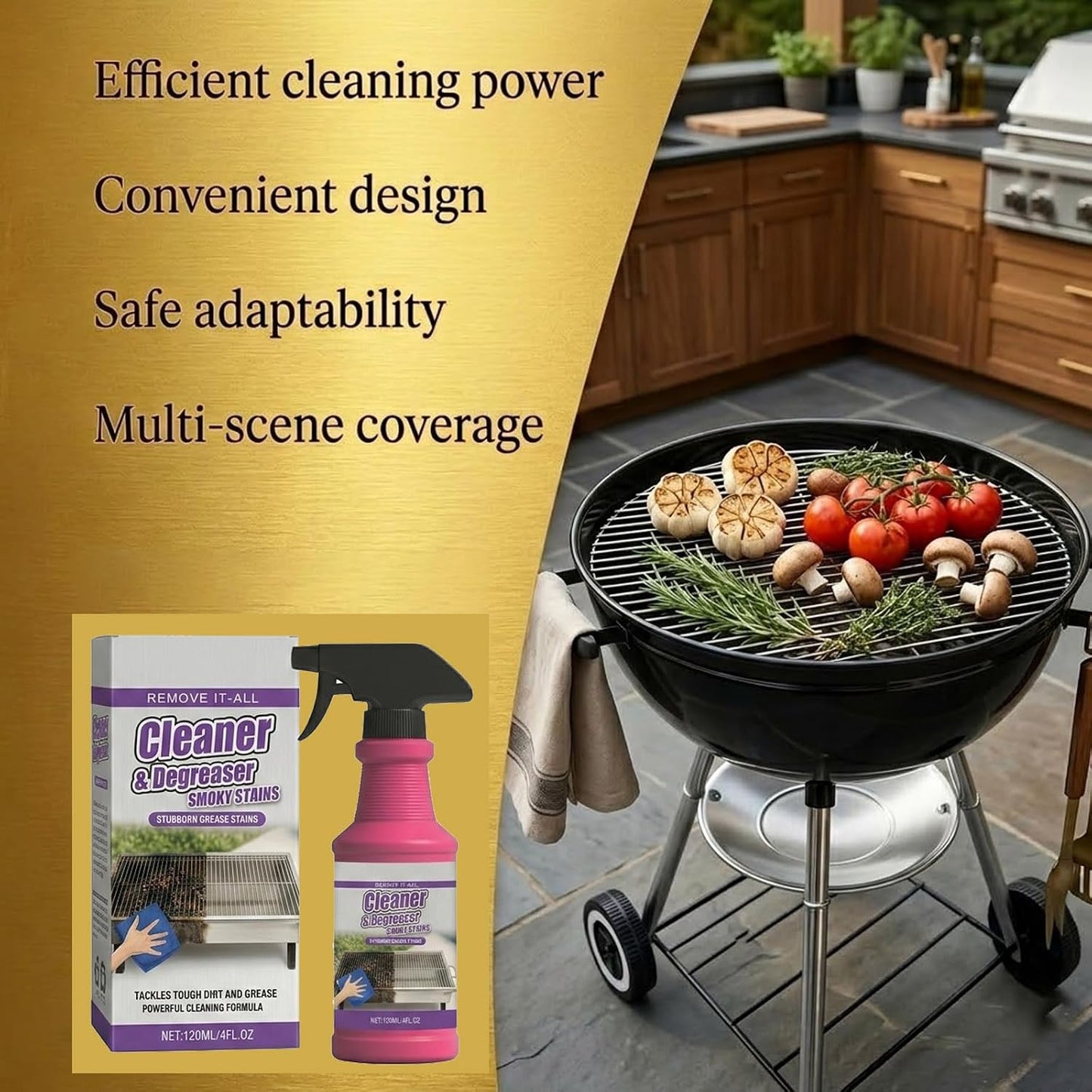 Fast-Acting Heavy Duty BBQ Grill Cleaner Spray, Easy Off Oven Cleaner & Degreaser Cleaner Heavy Duty For Outdoor Grills, Grates, And Kitchen Surfaces (2 Pcs)