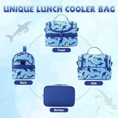 Lunch Bag for Girls,ChaseChic Insulated Lightweight Lunch Boxes for Kids Boys Dual Compartment Lunch Organizer Leak-Proof Cooler Bag with Detachable Adjustable Shoulder Strap,Purple Butterflies