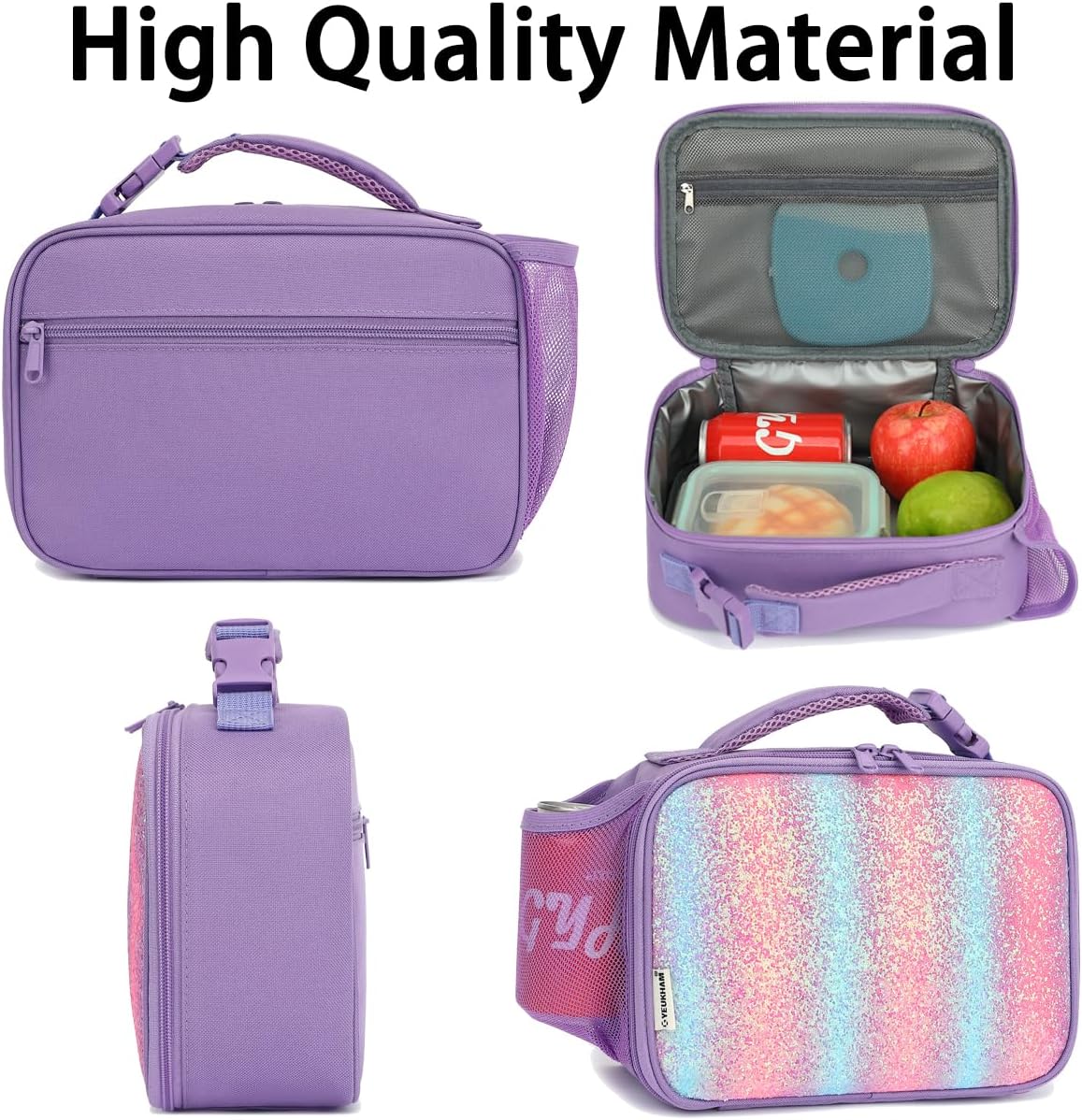 GYEUKHAM Insulated Lunch Box for School, Thermal Reusable Durable Freezable Lunch Bags for Kids Boys Girls Men Women - Small Soft Cooler Portable Lunch Tote Kit for Work Picnic Travel,Black