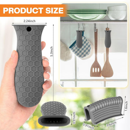 Patelai 8Pcs Silicone Cast Iron Handle Cover,Black