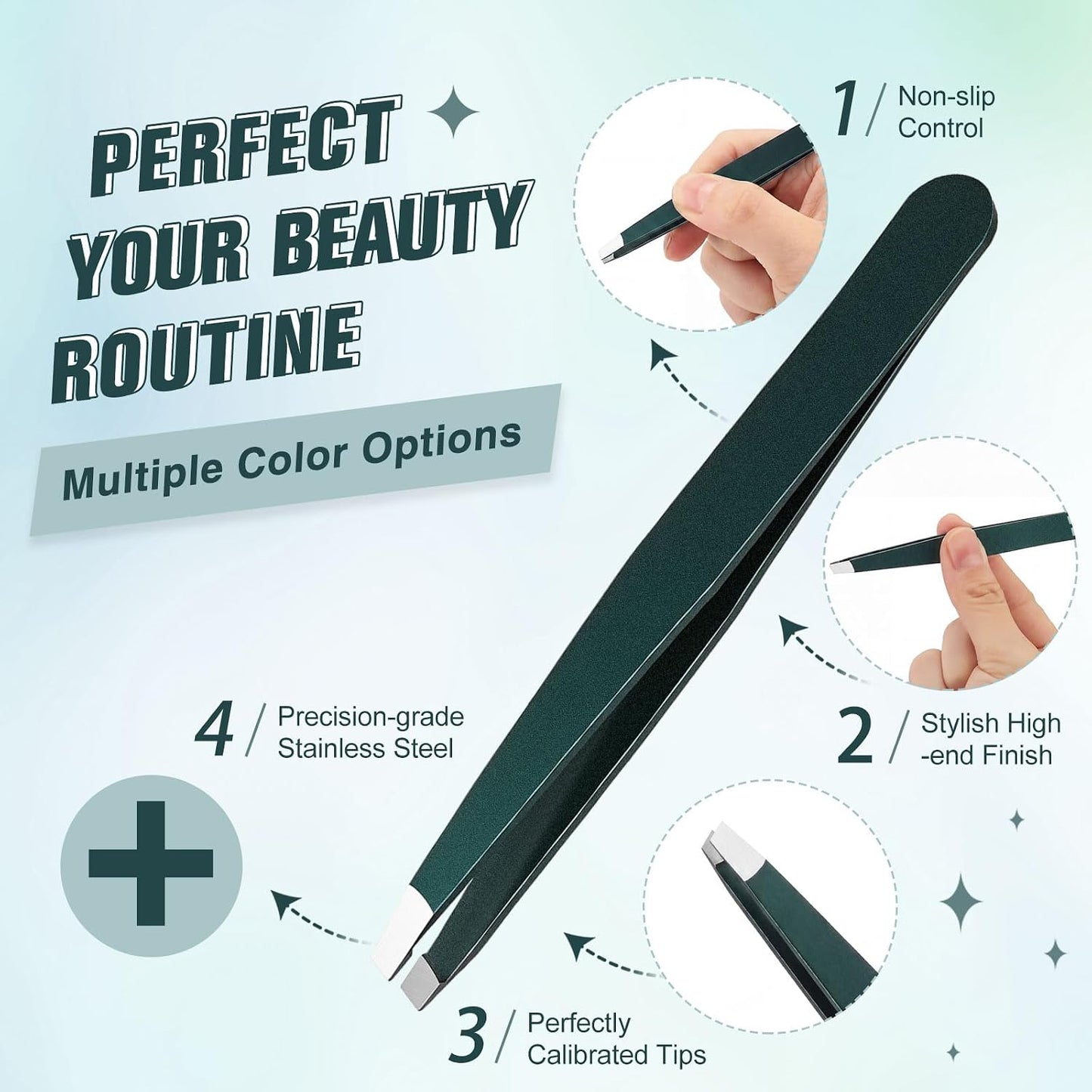 Mudder 12 Pcs Eyebrow Tweezers Set for Facial Hair Stainless Steel Slanted Tip Tweezers in Bulk for Men and Women(Silver)