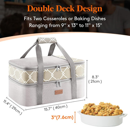 Lifewit Insulated Single Decker Casserole Carrier, Lasagna Lugger Holder for Hot or Cold Food, Fits 9" x 13" Baking Dish, Thermal Lunch Tote Bag for Potluck Parties, Picnic and Cookouts, Grey
