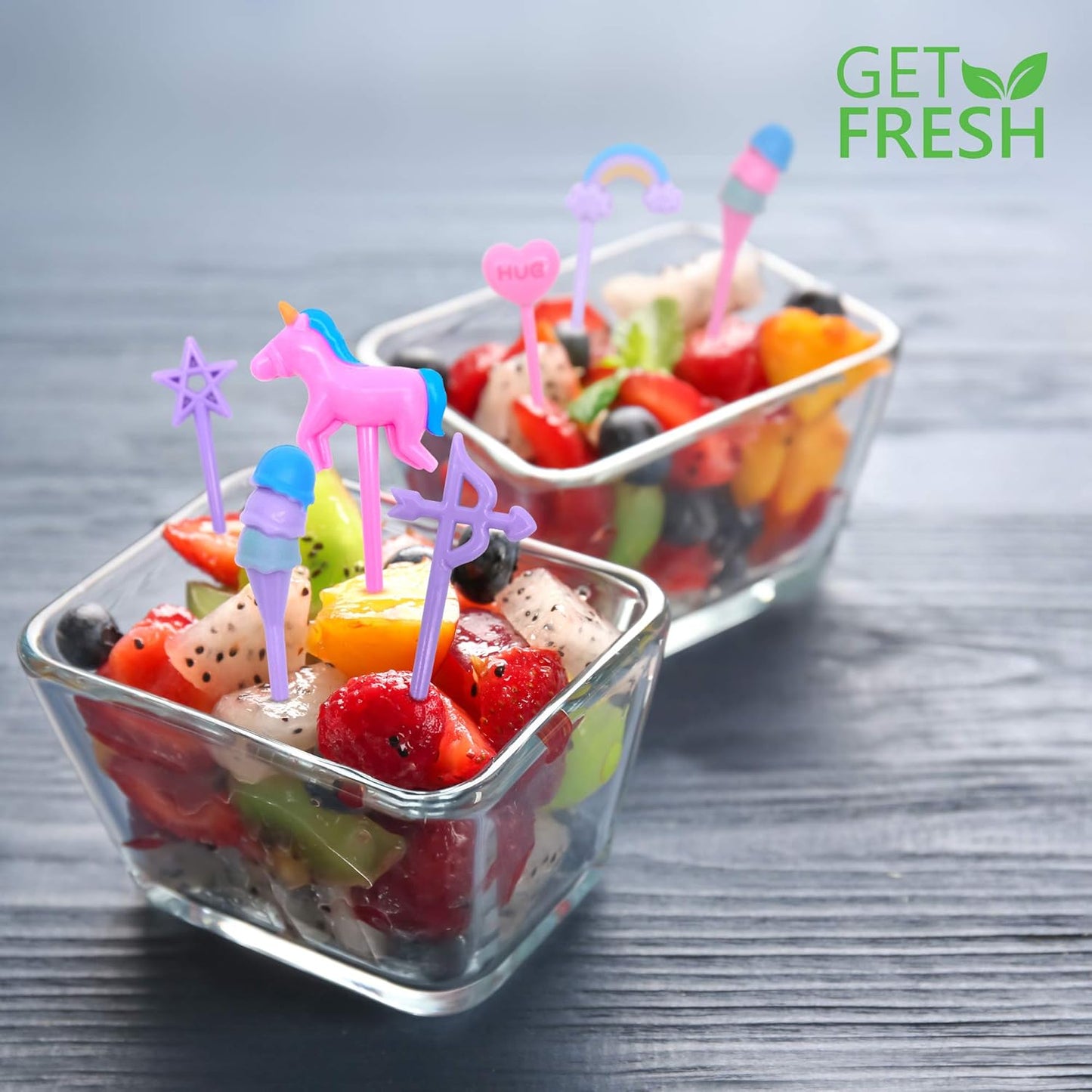 GET FRESH Unicorn Bento Food Picks for Kids 24 pc Set Cute Decorative Plastic Animal Toothpicks for Toddlers Lunch Decoration Reusable Bento Box Set