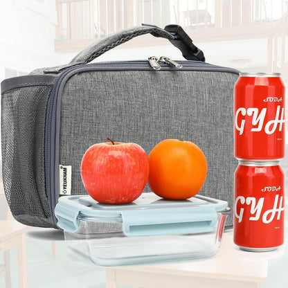 GYEUKHAM Insulated Lunch Box for School, Thermal Reusable Durable Freezable Lunch Bags for Kids Boys Girls Men Women - Small Soft Cooler Portable Lunch Tote Kit for Work Picnic Travel,Black
