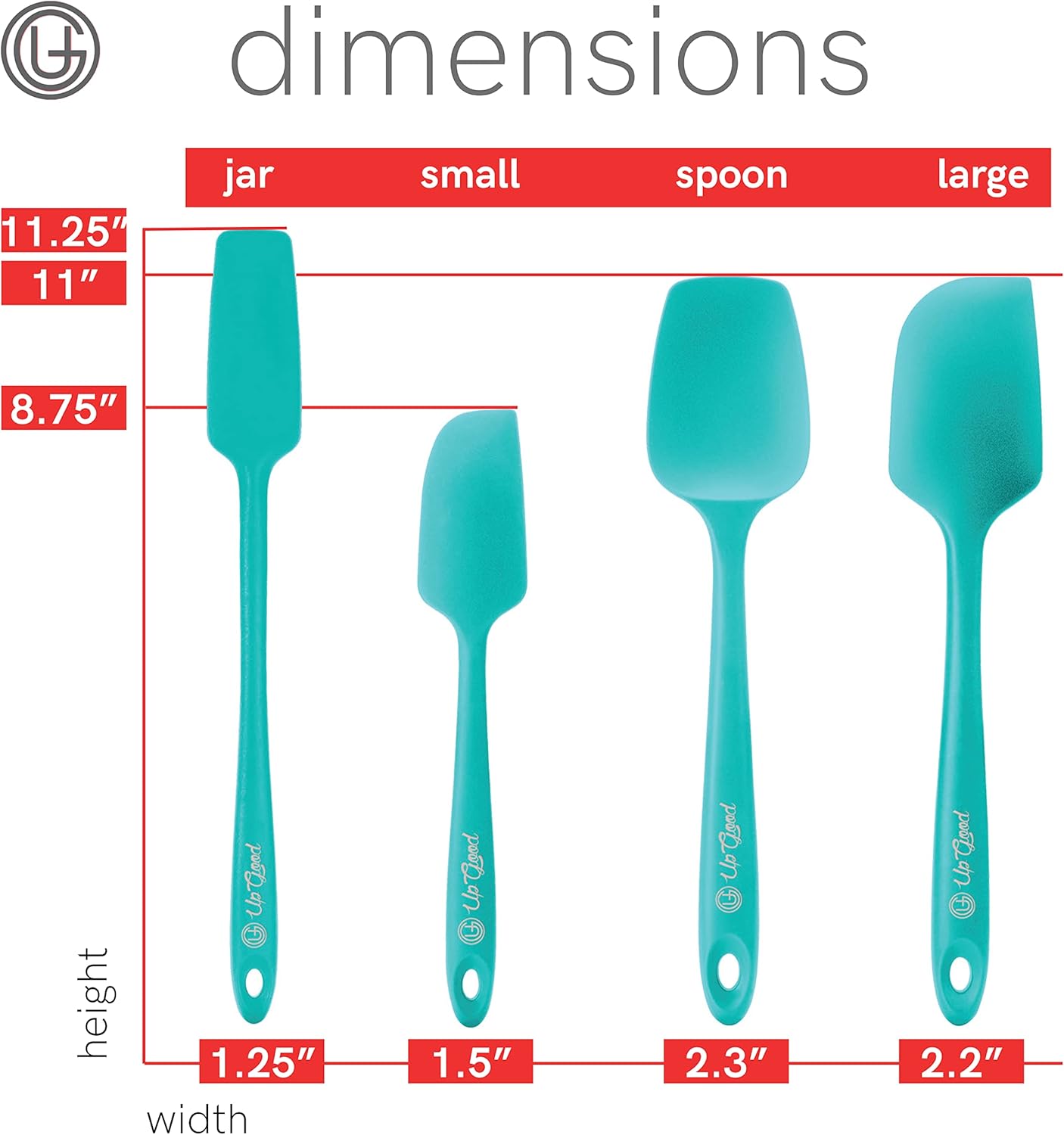 UpGood Silicone Spatula Set 600°F - High Heat Resistant Nonstick, Small and Large Kitchen Spatulas - Flexible BPA Free Professional Grade Cookware - Utensils for Cooking, Baking, Mixing(4 Pcs, Grey)