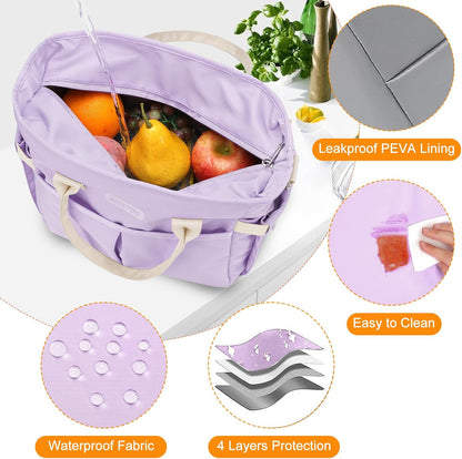 MAXTOP Lunch Bag Women for Work Insulated Thermal Lunch Box for Men with Wide-Open Pocket Reusable Leakproof Cooler Bags with Removable Shoulder Strap for Teacher Nurse Office Picnic Travel Black