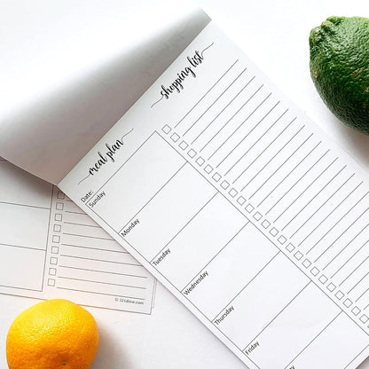 321done Magnetic Weekly Meal Plan Shopping Checklist Notepad - Tear-Off 50 Sheets, 5.5x8.5 - Undated, Sunday to Saturday To-Do List Planner, Schedule Weekly Desk Pad, Weekday Planning Notepad - Made in USA