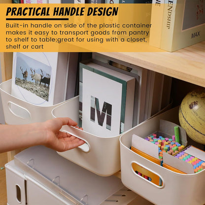 Zopeal Plastic Storage Bins 10 Pcs White Pantry Organizer Bins Small Baskets Storage Containers for Home Kitchen (10 x 7 x 6 Inch)