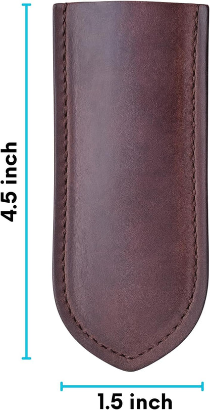 Leather Cast Iron Skillet Handle Cover, Heat Resistant Pan Grip Sleeve for Frying Pans, Dutch Oven & Griddles, Safe Non-Slip Cooking Handle Protector, Brown (Handle Cover Curve)