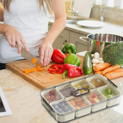 Snackle Box Container, Food Tray Divided with Lid, Portable Snack Platters - Clear Organizer, Veggie Tray for Party, Veggies, Snack, Fruit, Nuts (milk white)
