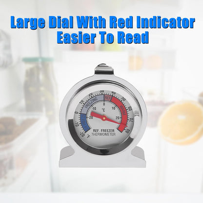 Refrigerator Thermometer -30~30°C/ 20~80°F Fridge Analog Freezer Thermometer Stainless Steel Large Dial Temperature Gauge for Home, Kitchen, Restaurants Refrigerator