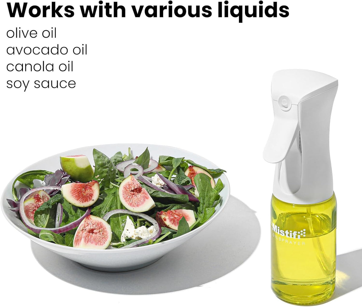 Mistifi Oil Sprayer 150ml glass bottle. Upgraded Version.Fine Mist Spray Bottle for Air Fryer, Olive Oil, Avocado Oil, Healthy Nonstick Frying, Commercial & Home Kitchen Use (PS635)