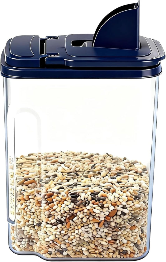3L/3.2Qt Bird Seed Storage Container,Pet Food Storage Containers with Pour Spout,Cereal Dispenser,Holds up to 3~3.5Lbs-Easy Grip and Fill Bird Feeders-Ideal for Storing Sunflower Seed