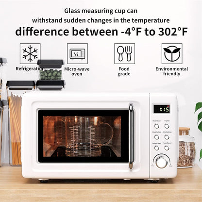 77L 3 Pack Glass Measuring Cup Set (1 1/4, 2 & 4 Cup) [Insulated handle, V-Shaped Spout], High Borosilicate Liquid Glass Measure Cup for Kitchen, Easy To Read, Dishwasher, Freezer, and Microwave Safe