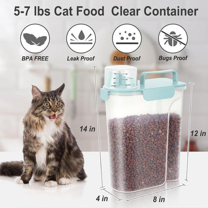Dog Cat Food Storage Container, Pet Food Pourable Container Airtight with Large Spout & Cup, BPA-Free Plastic Food Dispenser for Pet Food, Bird Seed, Rice, Flour (Dark Gray, 2.5L)