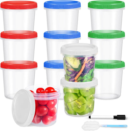 Freezer Storage Containers, 16 Pack 10 oz Plastic Food Storage Containers with Twist Top Lids, Meal Prep Containers for Soup Snack Fruit, BPA Free, Leakproof, Microwave & Dishwasher Safe