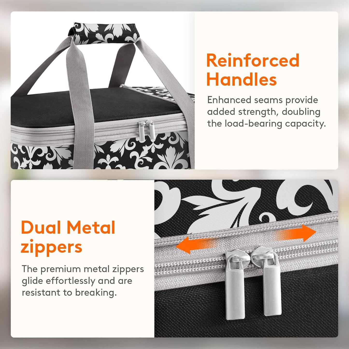 Lifewit Insulated Double Decker Casserole Carrier, Expandable Lasagna Lugger Tote Bag for Hot or Cold Food, Fits 9" x 13" Baking Dish for Potluck Parties, Picnic and Cookouts, Grey-Geometric
