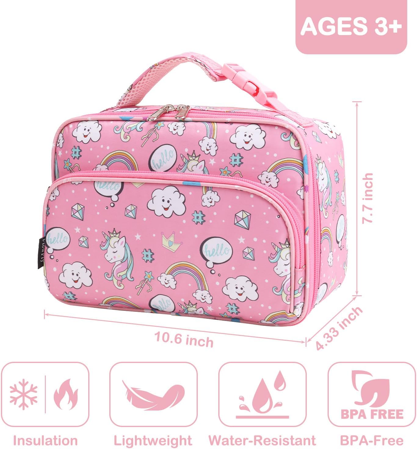 FlowFly Kids Lunch box Insulated Soft Bag Mini Cooler Back to School Thermal Meal Tote Kit for Girls, Boys, Astronaut - Colors B