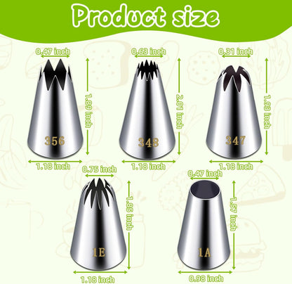Suuker Large Piping Tips Set, Stainless Steel