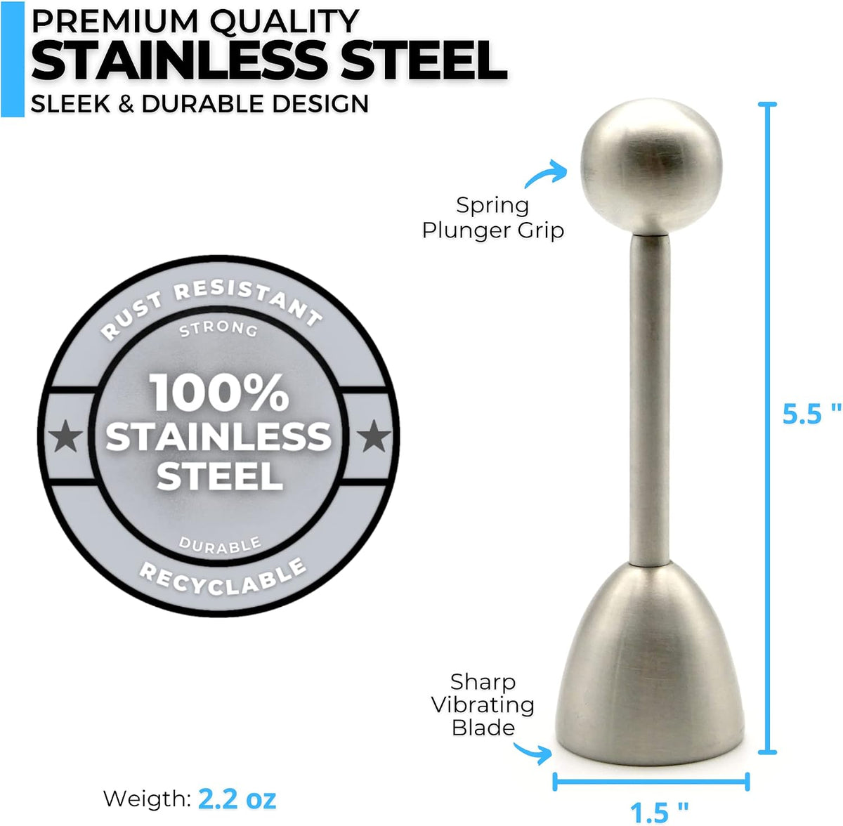 Stainless Steel Egg Topper & Perfect Egg Shell Opener for Soft Boiled Eggs