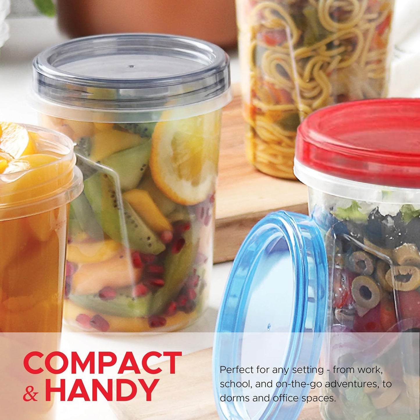 Tafura 10 Pack Leakproof Freezer Containers for Food with Twist Top Lids - 32 Oz BPA Free Reusable Plastic Soup Containers with Screw On Lids - Ideal for Meal Prep, Leftovers & Pantry Organization