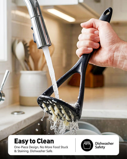 2-Pack Silicone Potato Masher - Heavy Duty, Non-Scratch, Dishwasher Safe