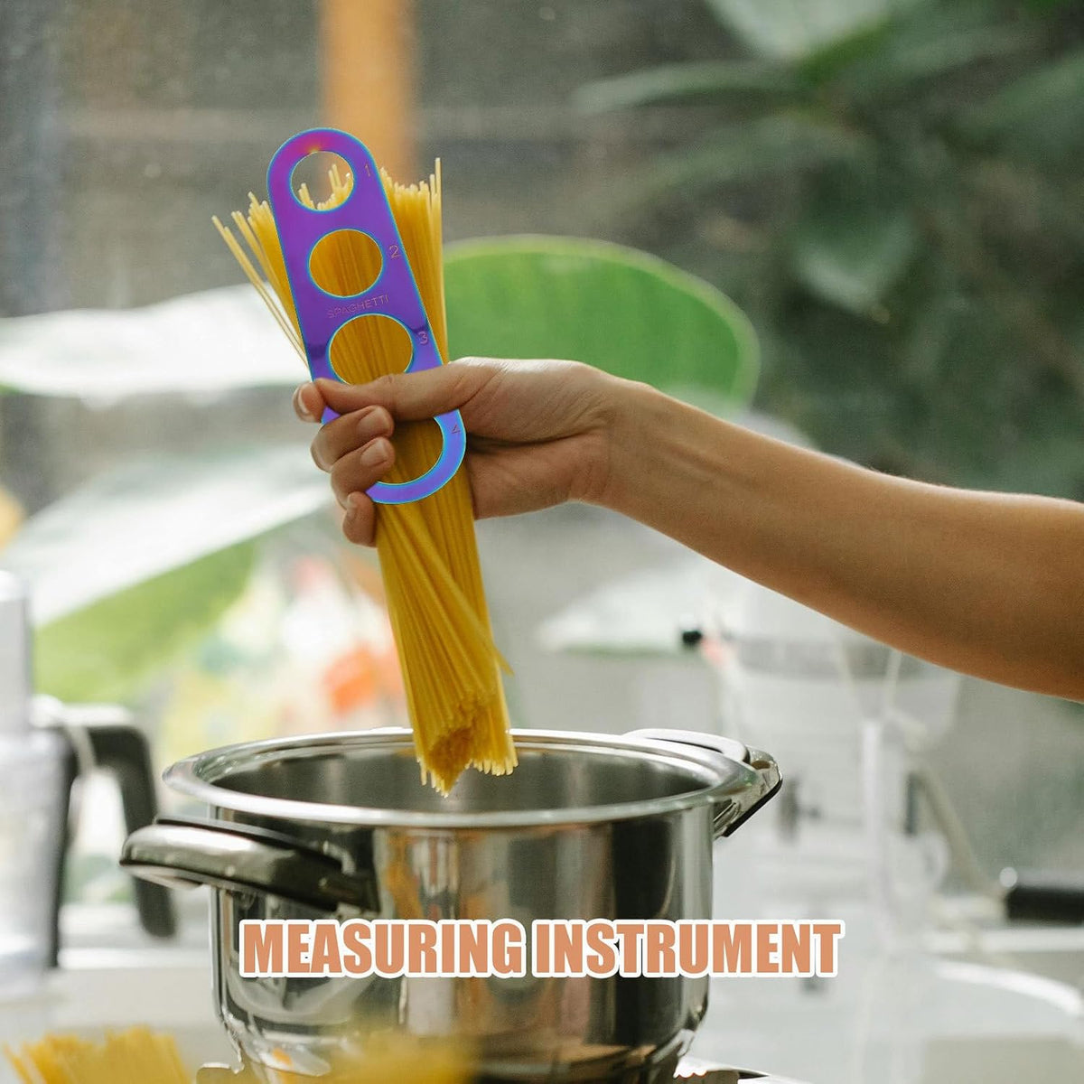 Stainless Steel Spaghetti Measuring Tool with 4 Portions for Kitchen