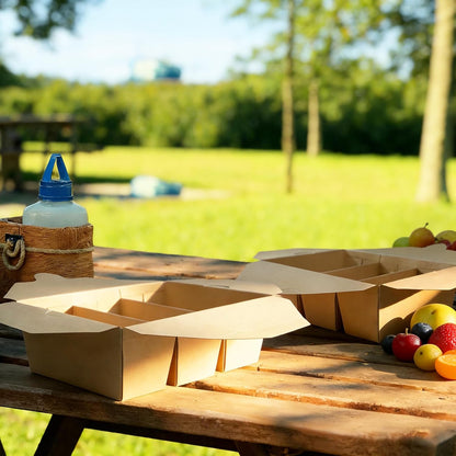 30 Pack 3 Compartment Take Out Food Containers, 7.5x5.4x2.6" Bamboo Pulp Paper Take Out Boxes, Disposable To Go Container Take Out Containers, Greaseproof Paper Bento Box Takeout Lunch Boxes with Lid