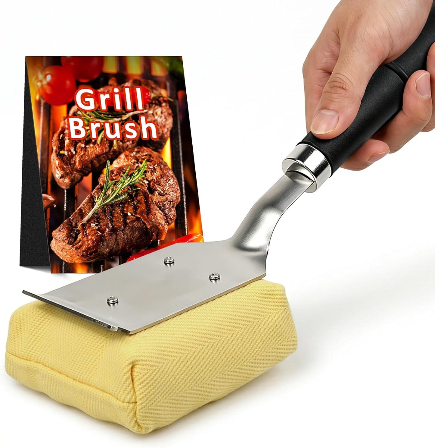 TNTOR Grill Brush Bristle Free with Scraper, 2 Removable BBQ Clearning Brush Head and 18" Handle BBQ Grill Brush for Outdoor Grill, Grill Tools for Grill/Smoker/Gas/Charcoal, Grill Gifts for Dads