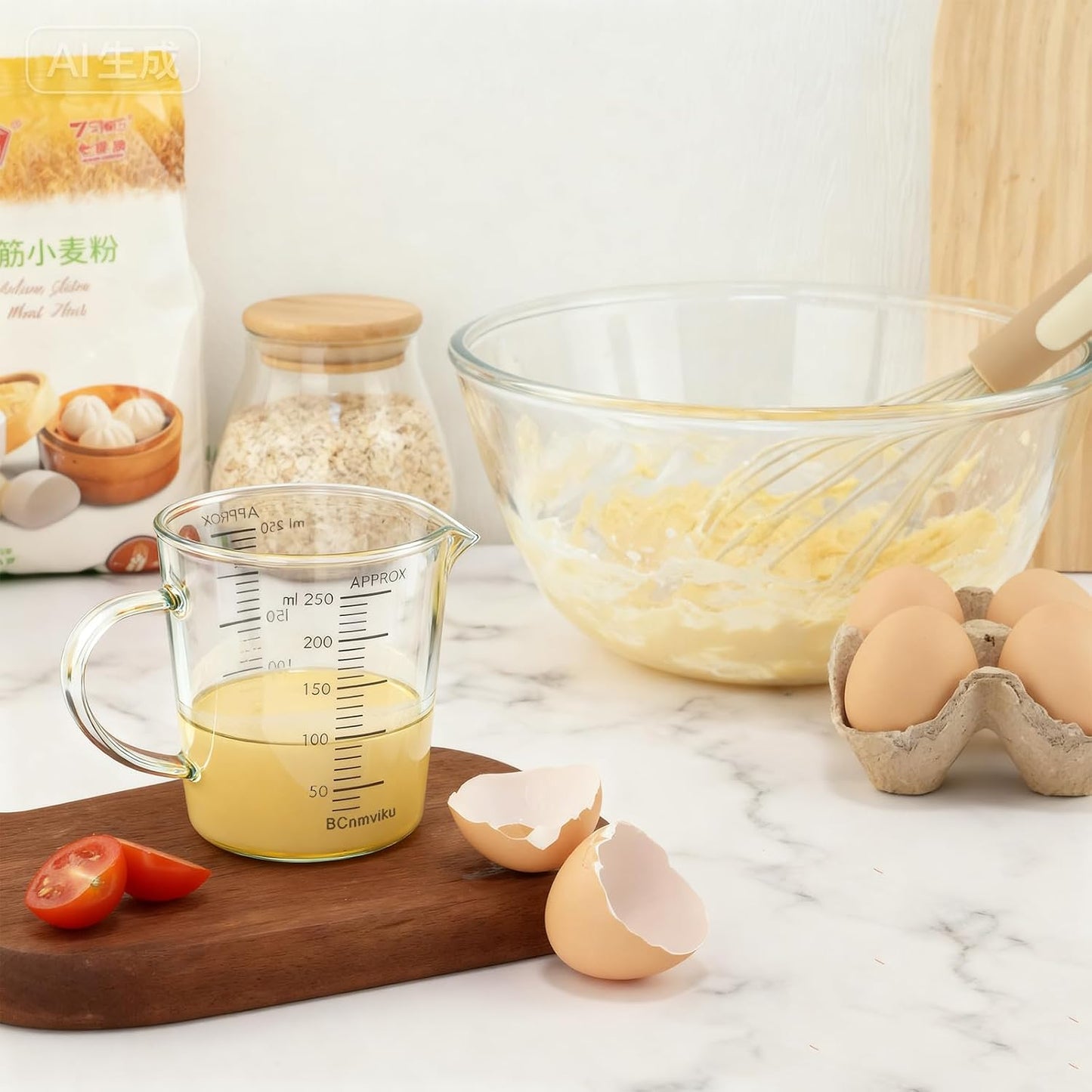 Glass Measuring Cup,Liquid Measuring Cups with 3 Scale(700ml,24oz,3cups) for Kitchen,Restaurant Baking,Cooking,Prepping