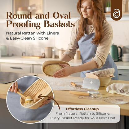 ABIOTO Banneton Baskets with Sourdough Bread Baking Supplies