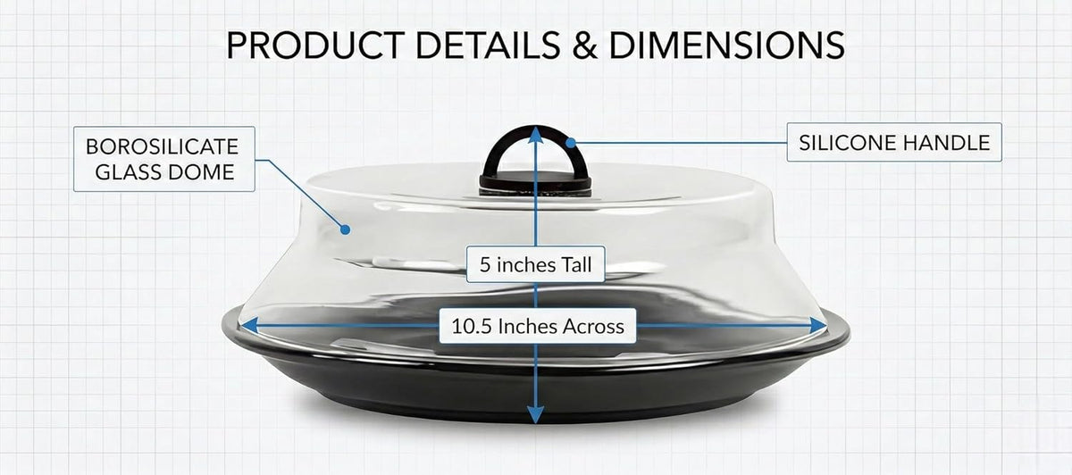 Tall Microwave Tempered Borosilicate Glass Plate Cover 10 x 4
