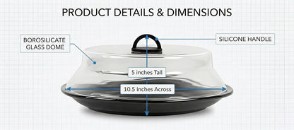 Tall Microwave Tempered Borosilicate Glass Plate Cover 10 x 4